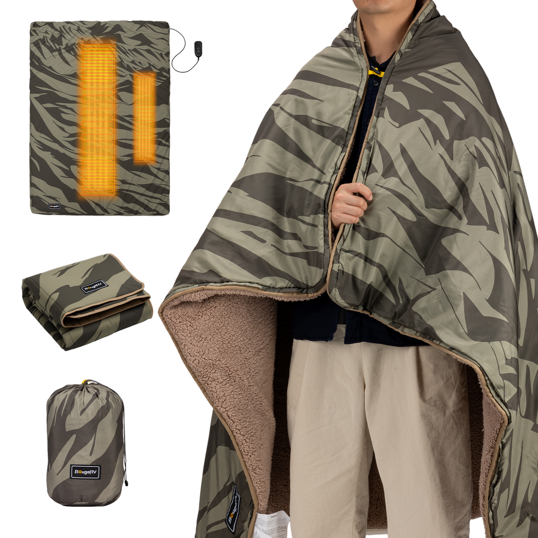 BougeRV 12V Outdoor Heated Blanket-5 Heat Settings, APP Remote Control(Green)