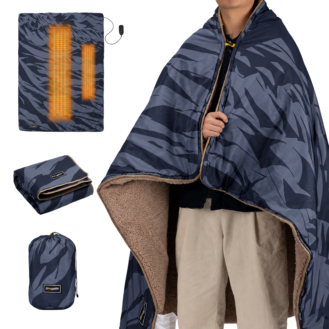 BougeRV 12V Outdoor Heated Blanket-5 Heat Settings, APP Remote Control(Blue)