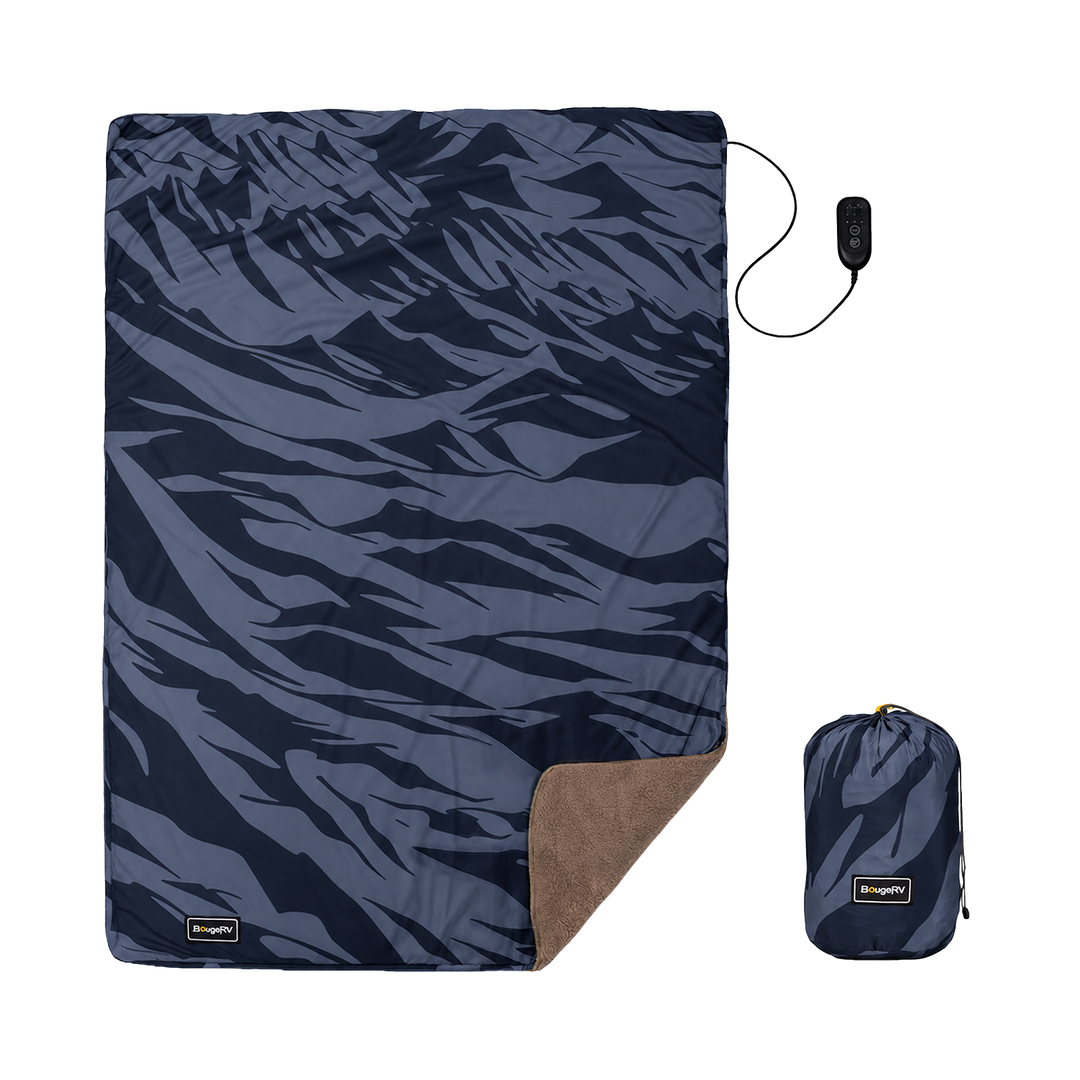 BougeRV 12V Outdoor Heated Blanket-5 Heat Settings, APP Remote Control(Blue)
