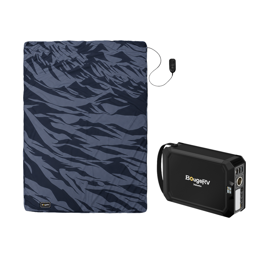 BougeRV 12V Outdoor Heated Blanket-5 Heat Settings, APP Remote Control(Blue)