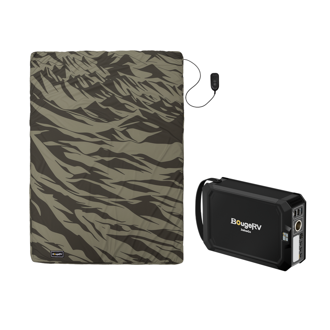 BougeRV 12V Outdoor Heated Blanket-5 Heat Settings, APP Remote Control(Green)