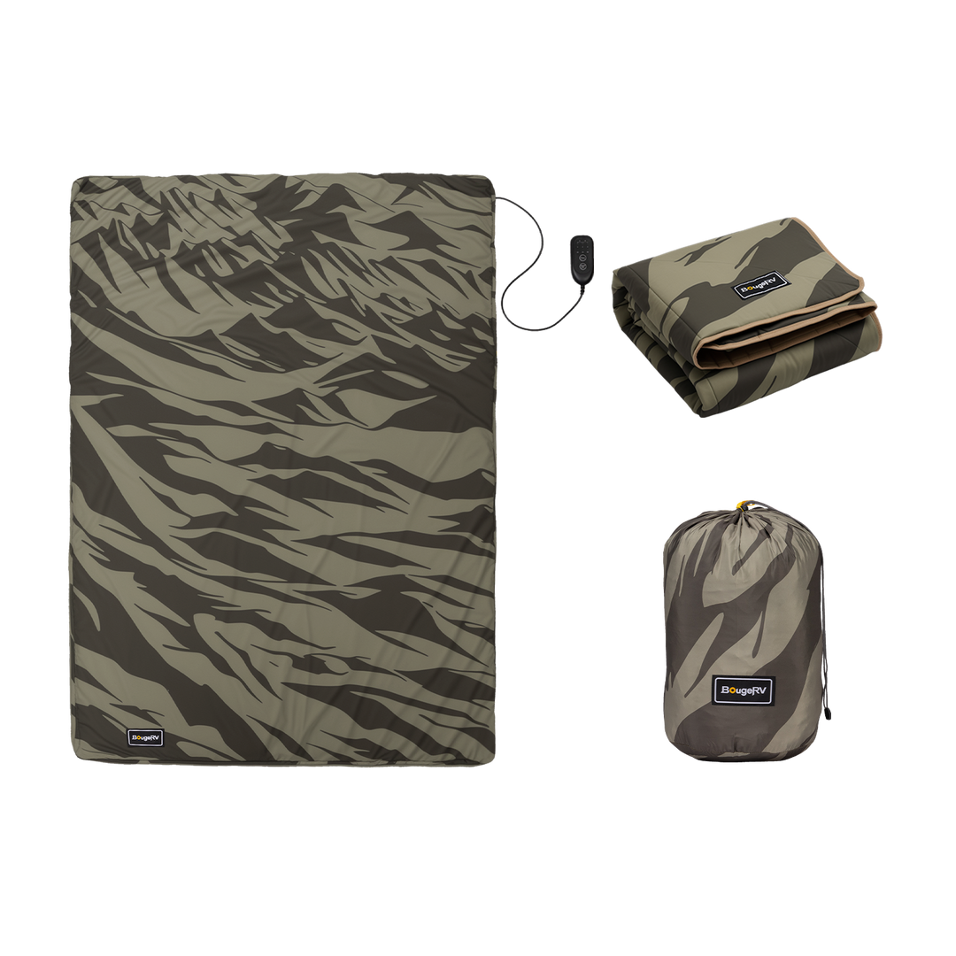 BougeRV 12V Outdoor Heated Blanket-5 Heat Settings, APP Remote Control(Green)