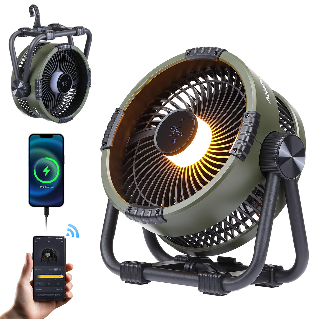 BougeRV F01 Portable 20,000mAh Cordless Battery Outdoor Fan Green