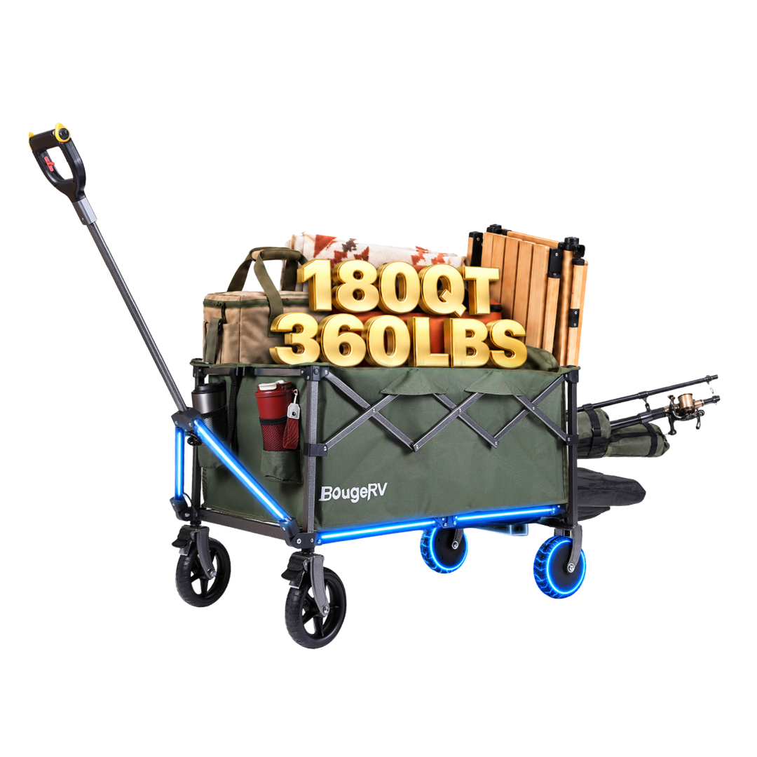 BougeRV LiteRover Foldable Utility Electric Wagon for Camping (Green)
