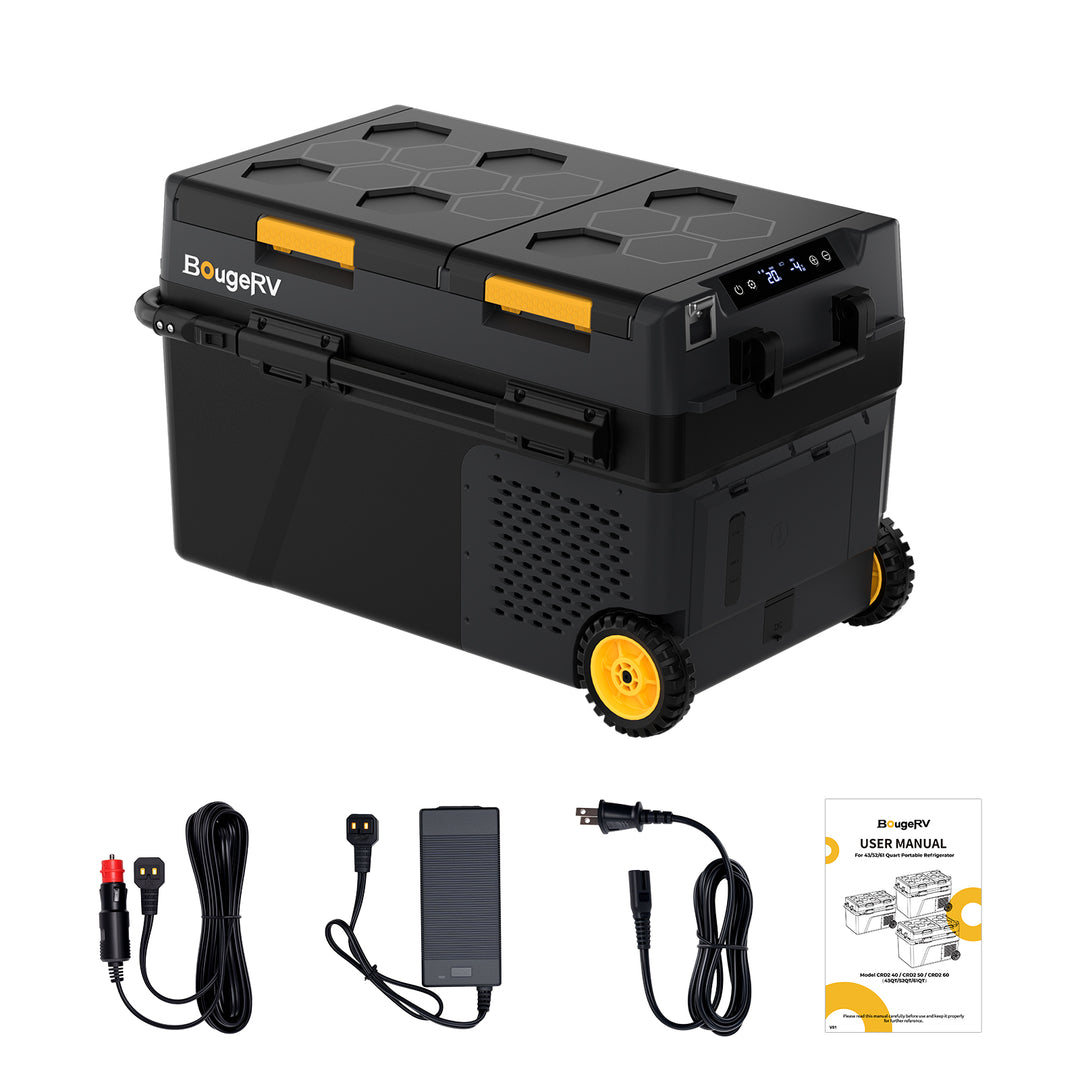 BougeRV New CRD2 V2.0 40L Dual Zone 12V Portable Fridge Freezer