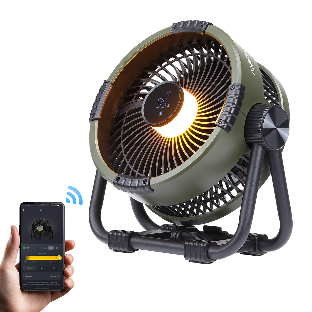 BougeRV F01 Portable 20,000mAh Cordless Battery Outdoor Fan Green