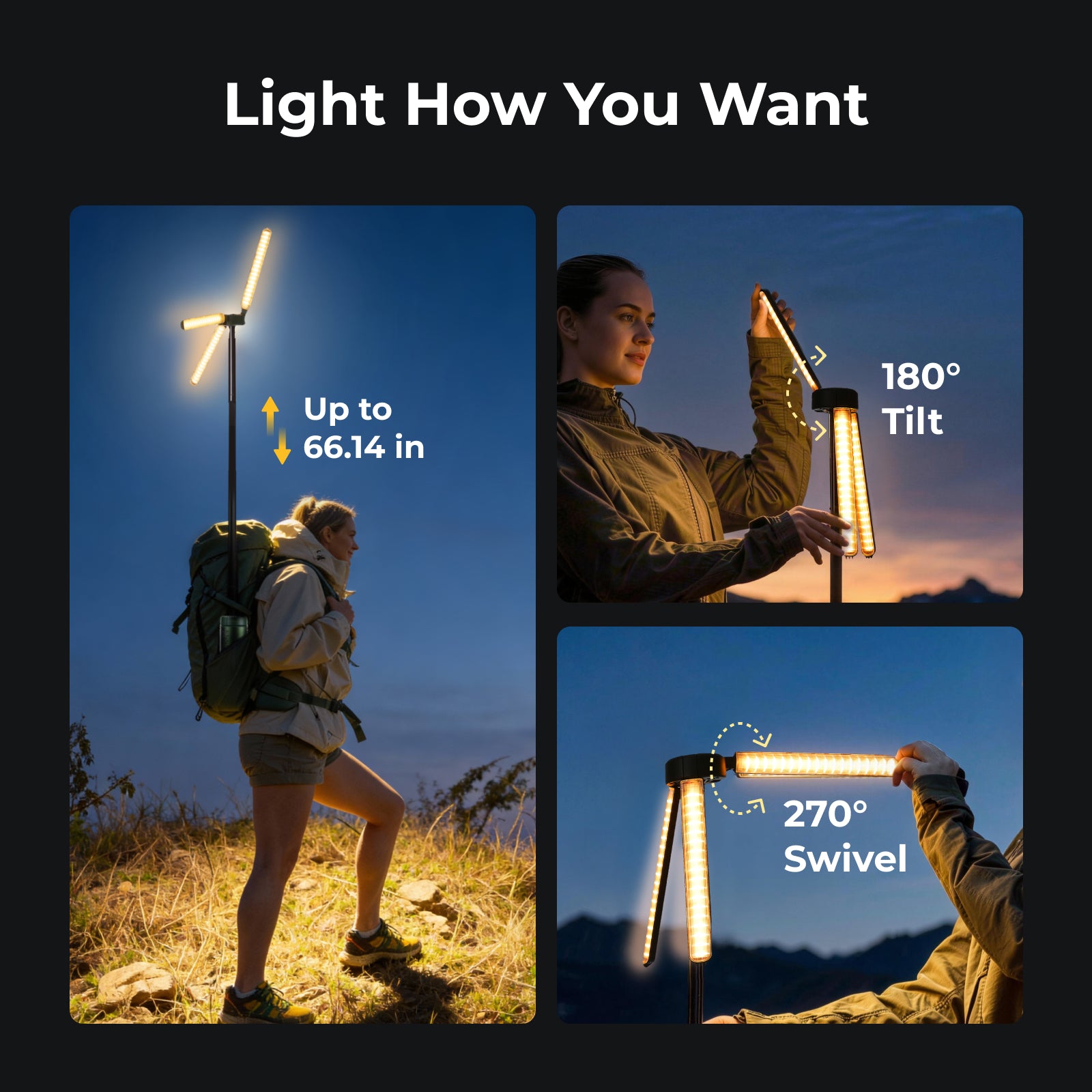 BougeRV Portable Telescopic Camping Lantern – 102H Runtime