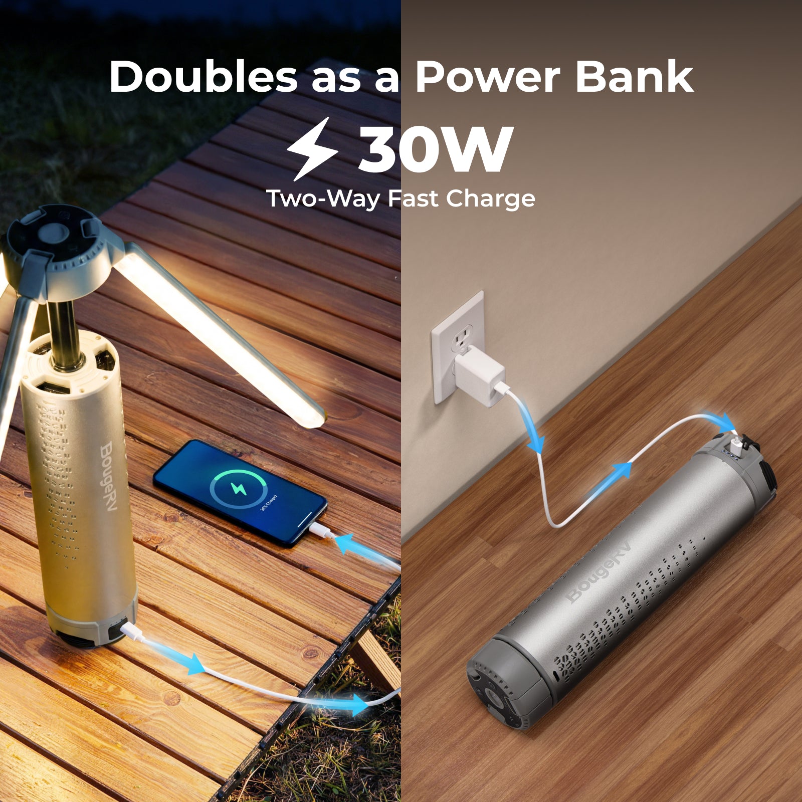 BougeRV Portable Telescopic Camping Lantern – 102H Runtime