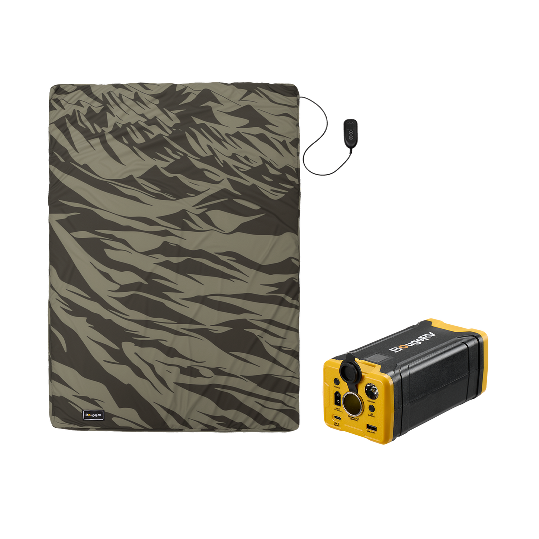 BougeRV 12V Outdoor Heated Blanket-5 Heat Settings, APP Remote Control(Green)