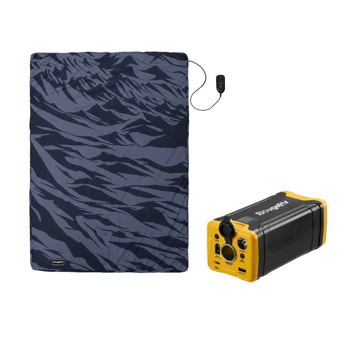 BougeRV 12V Outdoor Heated Blanket-5 Heat Settings, APP Remote Control(Blue)