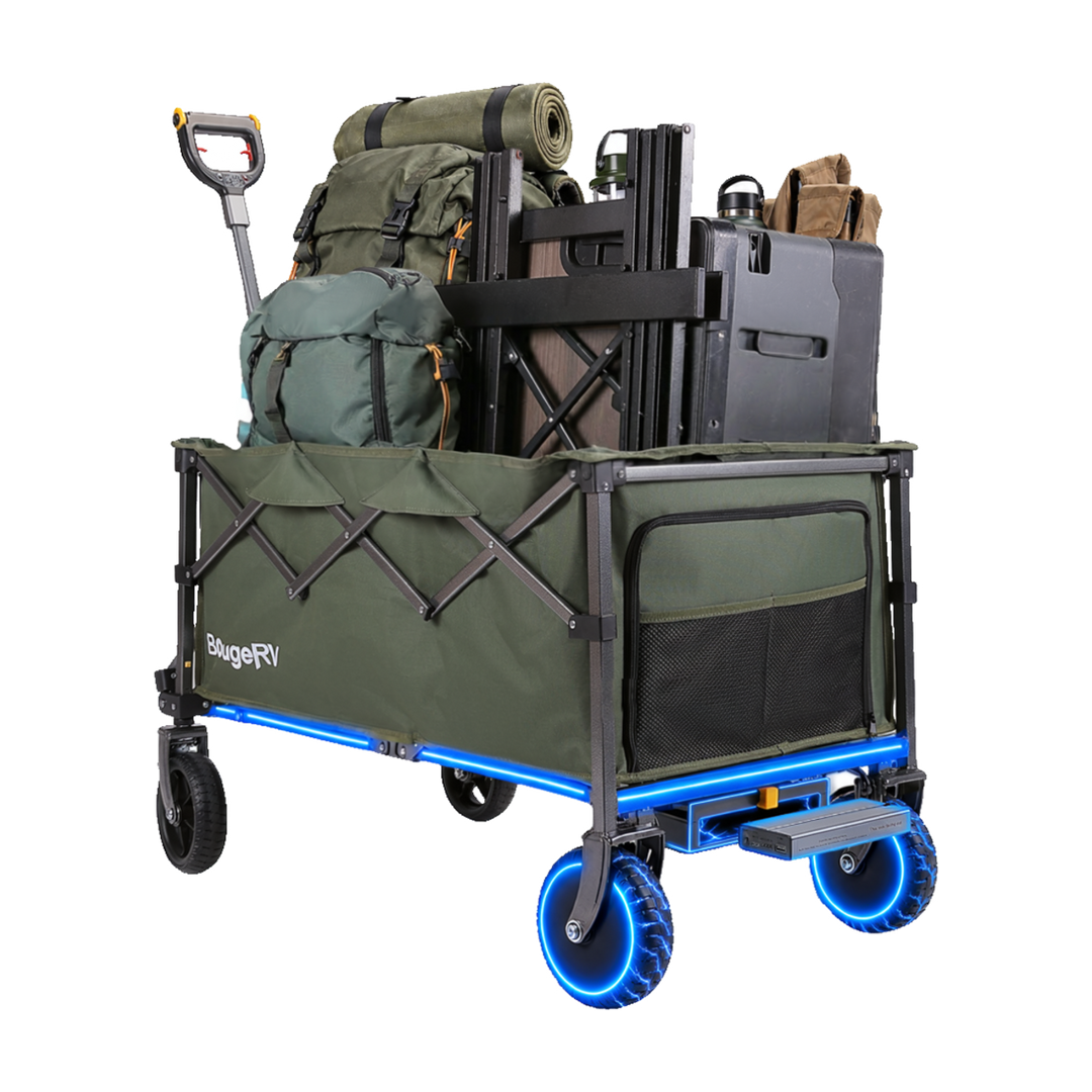 BougeRV LiteRover Foldable Utility Electric Wagon for Camping (Green)